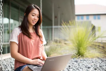 Young woman working at computer