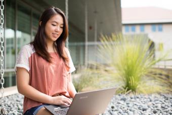 Young woman working at computer